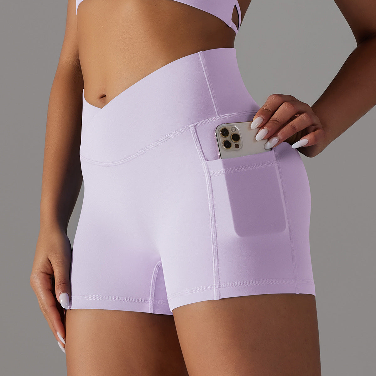 Yoga Shorts With Phone Pocket Design Fitness Sports Pants For Women Clothing - J Micheal