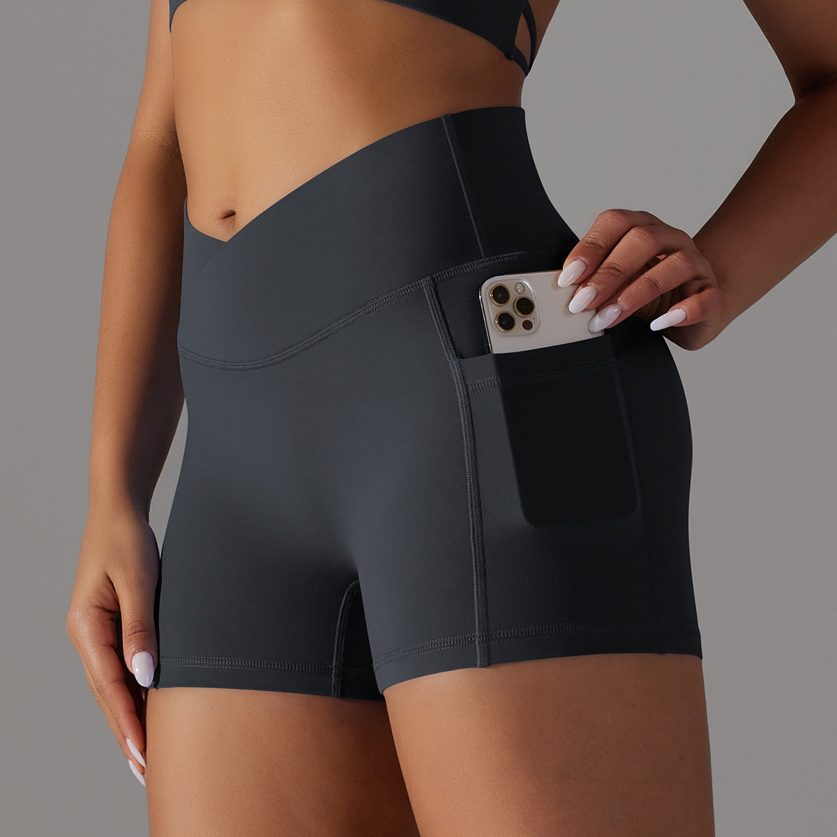 Yoga Shorts With Phone Pocket Design Fitness Sports Pants For Women Clothing - J Micheal