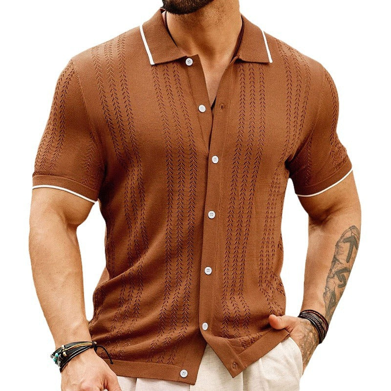 Men's Casual Thin Business Knitted Polo Shirt - J Micheal