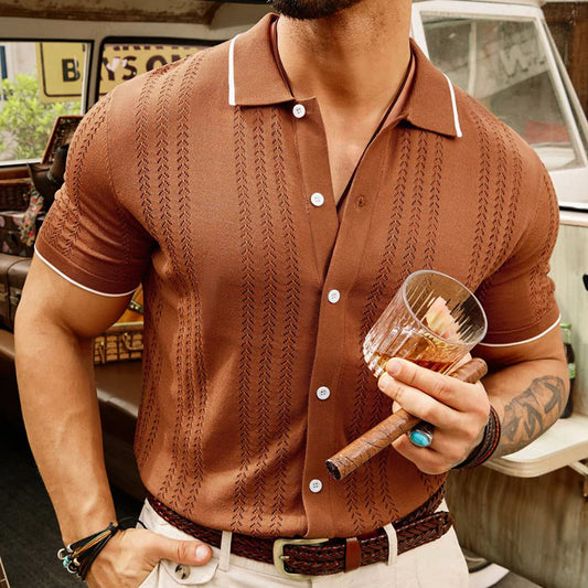 Men's Casual Thin Business Knitted Polo Shirt - J Micheal