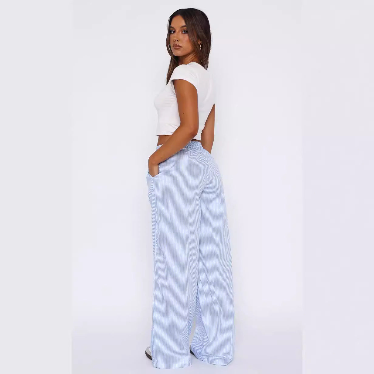 Fashion Casual Striped Trousers Summer Wide Leg Pants - J Micheal
