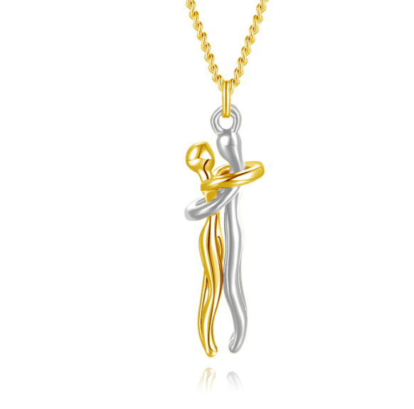 Love Hug Necklace Unisex Men Women Couple Jewelry Simple Temperament Clavicle Chain Valentines Day Lover Gift - J Micheal