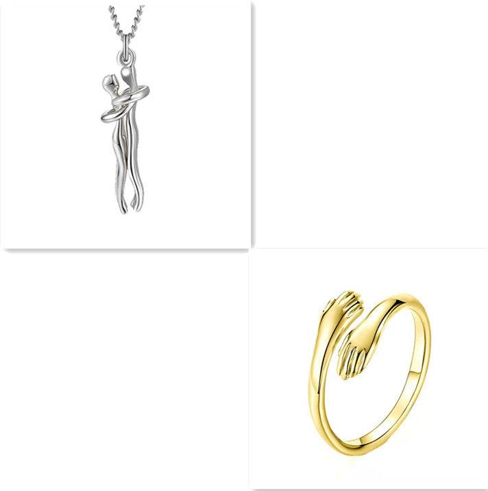 Love Hug Necklace Unisex Men Women Couple Jewelry Simple Temperament Clavicle Chain Valentines Day Lover Gift - J Micheal