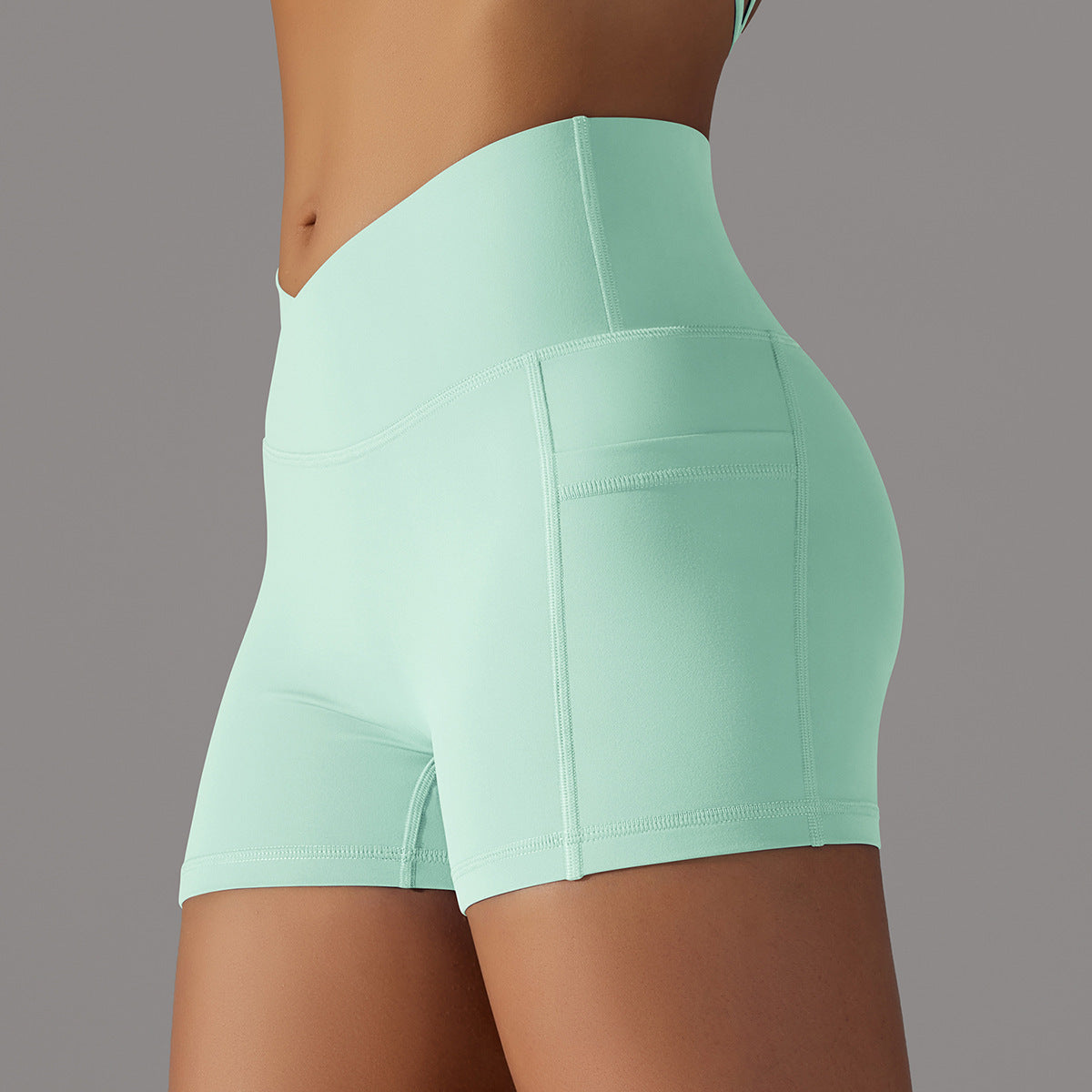 Yoga Shorts With Phone Pocket Design Fitness Sports Pants For Women Clothing - J Micheal