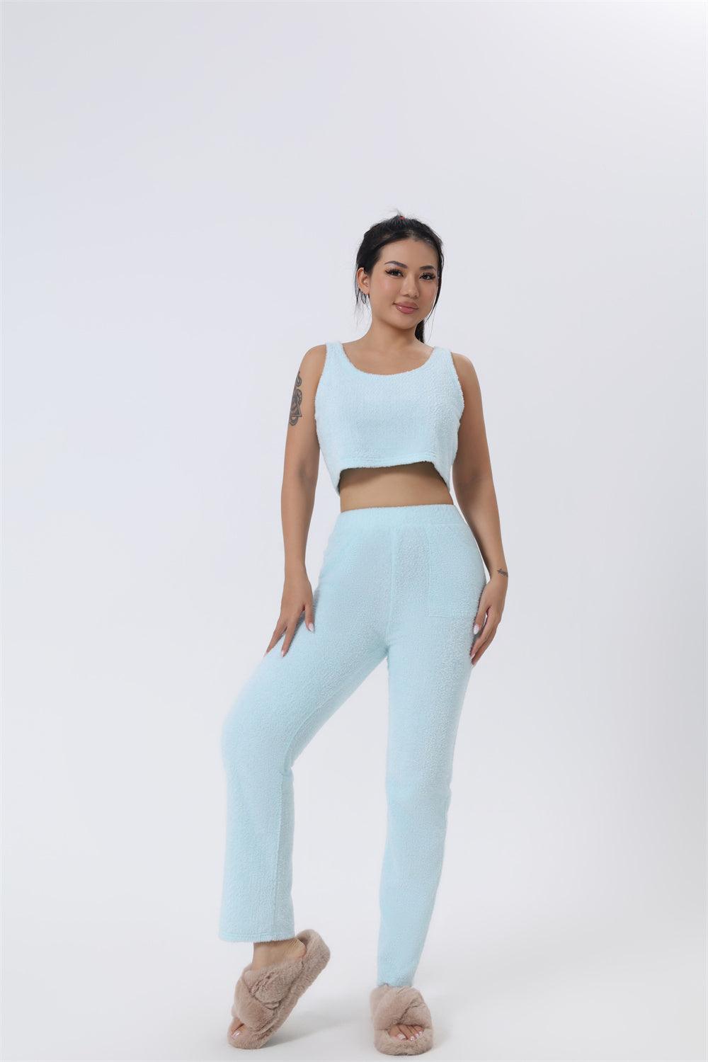 Cozy Pajama Set, 3 Piece Lounge Set, Cute Loungewear, Warm Suit Sets, Matching Set, Lounge Set, 3 Piece Pant Sets, Women Winter Dress - J Micheal