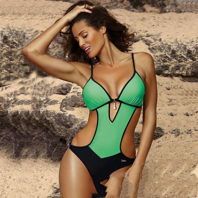 White Black Bikini Swimsuit Spot Solid Color Two Piece Beach Suit - J Micheal