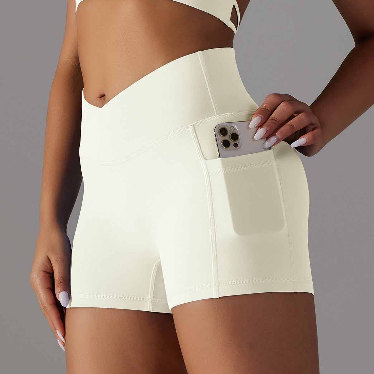 Yoga Shorts With Phone Pocket Design Fitness Sports Pants For Women Clothing - J Micheal