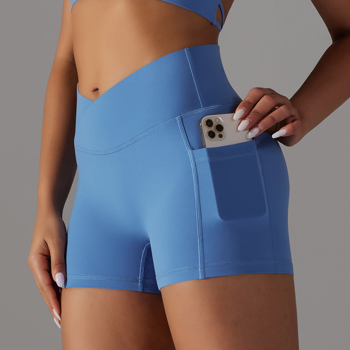 Yoga Shorts With Phone Pocket Design Fitness Sports Pants For Women Clothing - J Micheal