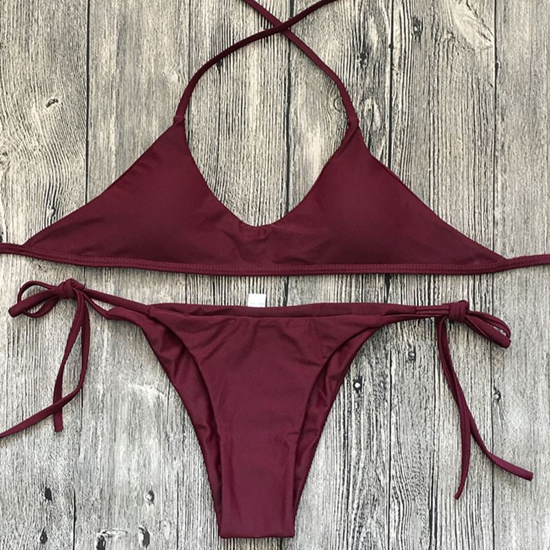 Ladies Swimwear Bikini Solid Color Bikini Set - J Micheal