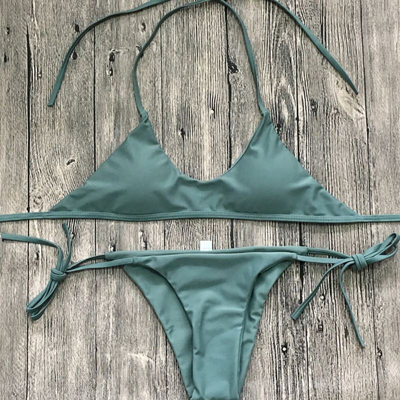 Ladies Swimwear Bikini Solid Color Bikini Set - J Micheal