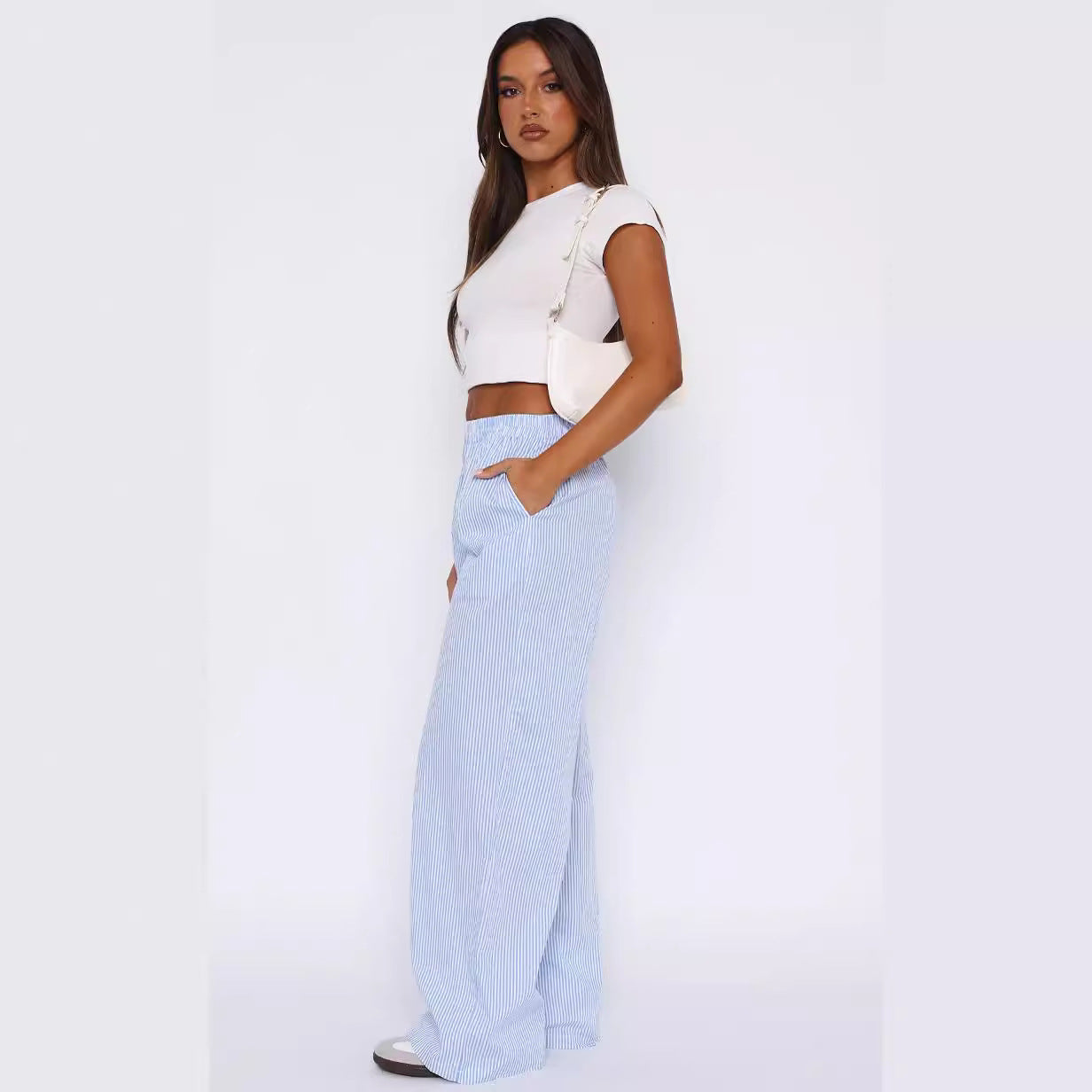 Fashion Casual Striped Trousers Summer Wide Leg Pants - J Micheal