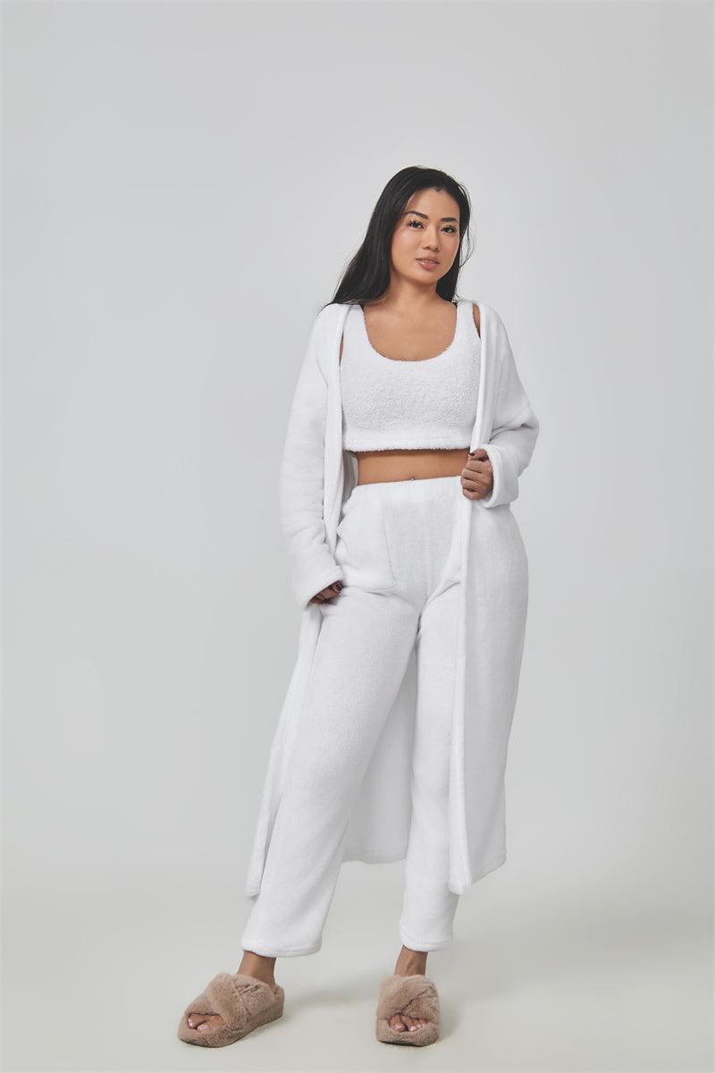 Cozy Pajama Set, 3 Piece Lounge Set, Cute Loungewear, Warm Suit Sets, Matching Set, Lounge Set, 3 Piece Pant Sets, Women Winter Dress - J Micheal