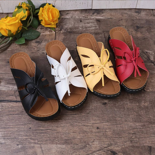 New Roman Shoes For Women Lace-up Platform Wedges Sandals Summer Fashion Slides Casual Vacation Beach Slippers - J Micheal